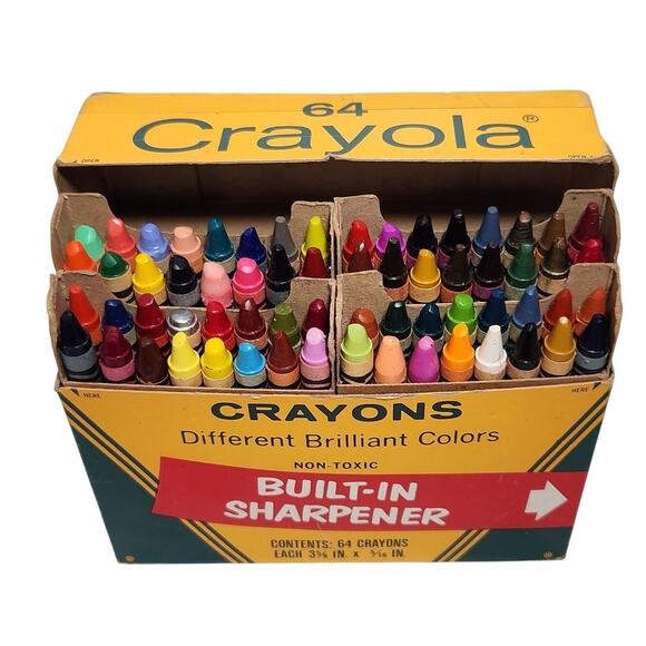 Vintage And Retired Crayola Crayons 64 Pack With Built In Sharpener Pre-owned - Picture 1 of 11